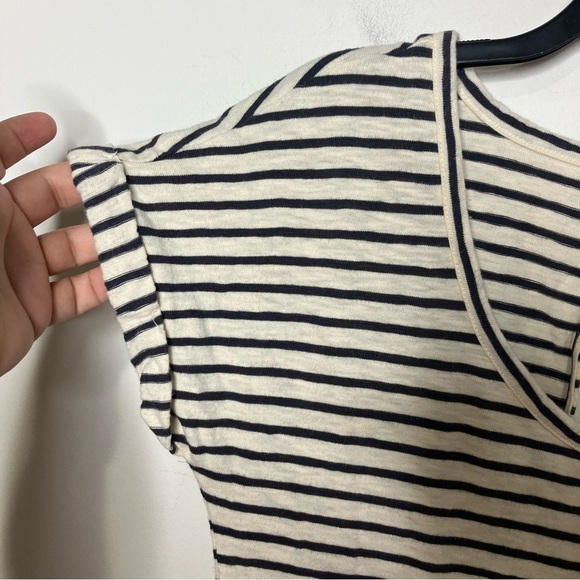 Lou & grey striped short sleeve romper tie waist women’s size XS gray & cream - Picture 4 of 11